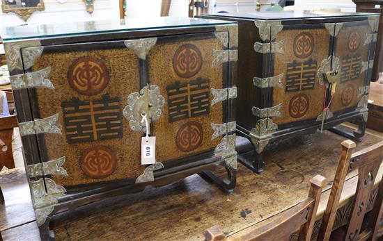 A pair of Korean two door cupboards, W.61cm